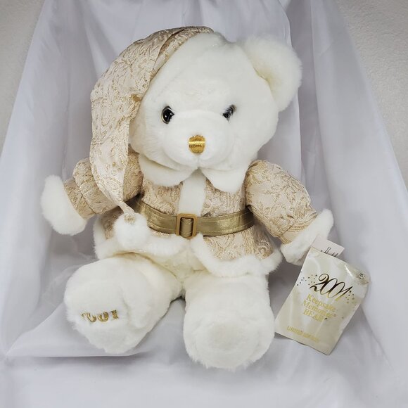 2001 Keepsake Memories Bear White with Gold Outfit Limited Edition 18" Tall NOS - Picture 11 of 11